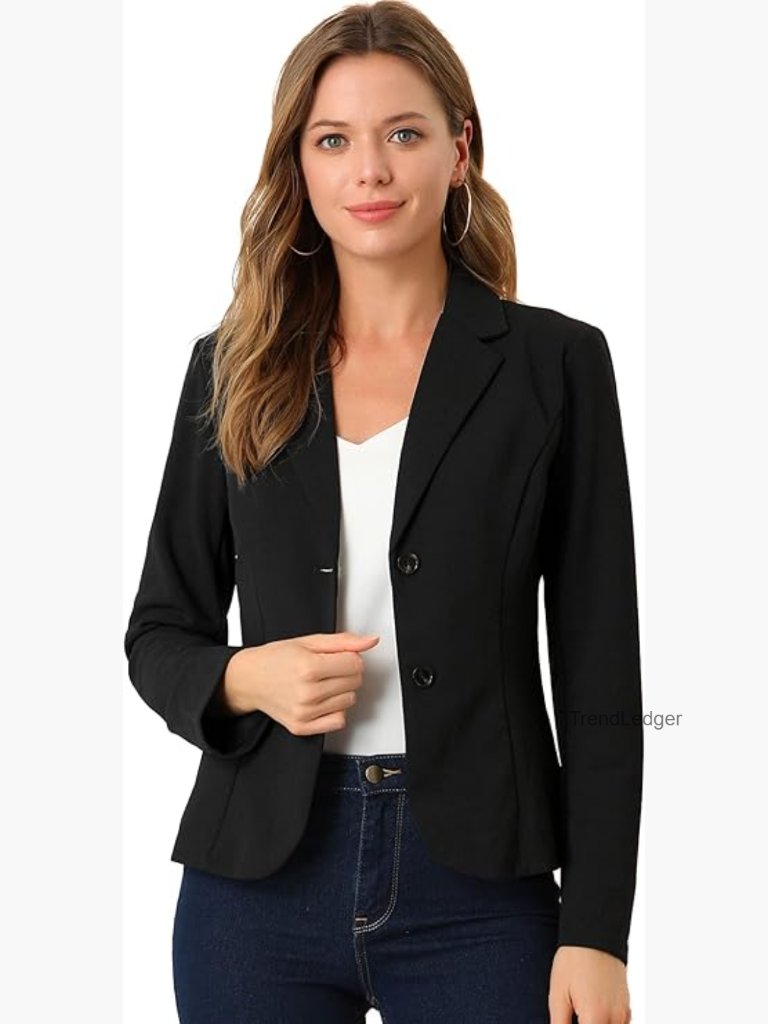 Women's Work Blazer Stretch Lapel Collar Long Sleeve Suit Jacket